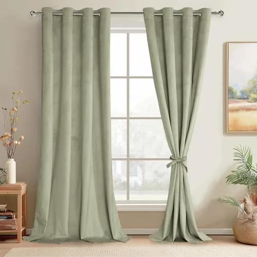Miniatura 20 de JIUZHEN - Cortinas de terciopelo gris de 63 pulgadas opacas para sala de estar - Cortinas gruesas de terciopelo con ojales para ventana