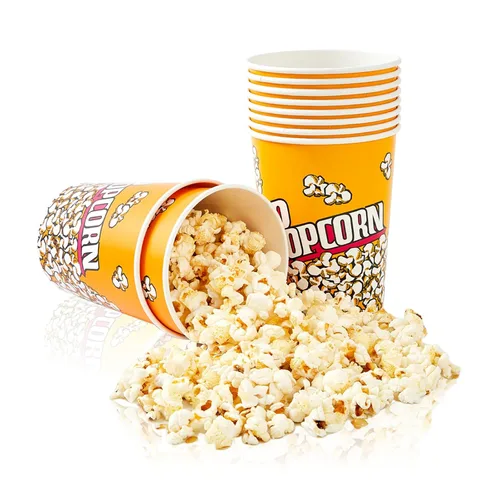 RAYMEA Cubos de Palomitas Desechables de 32oz Estilo Retro de Papel Paquete de 25 Recipientes de Palomitas a Prueba de Fugas Tazones para Noche de