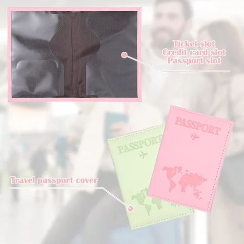 Miniatura 6 de Paquete de 3 soportes para pasaporte para viajes, funda de cartera de pasaporte de viaje, soporte para pasaporte para libros de pasaporte