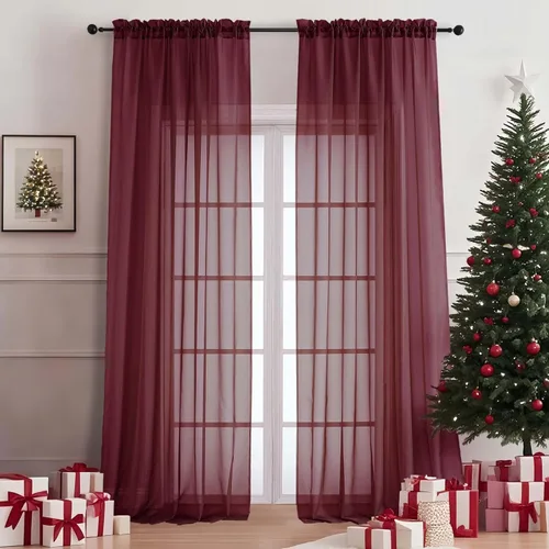 Miniatura 171 de OVZME - Cortinas traslúcidas blancas de 45 pulgadas de largo, 2 paneles, cortinas de gasa con bolsillo para barra para ventanas pequeñas, cada una