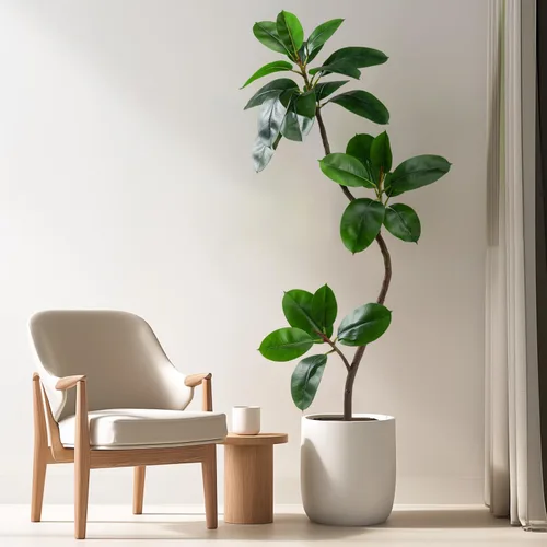 Miniatura 5 de Bailikang Árbol de Goma Artificial de 1.4 metros Plantas de Imitación para Interiores Árboles Artificiales de Piso para Interiores, Plantas