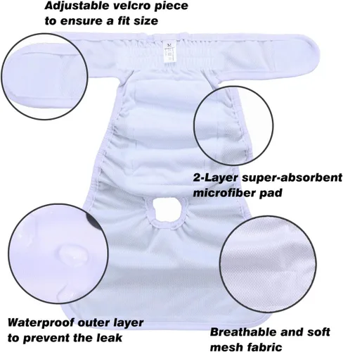 Miniatura 2 de Pañal para perros femeninos, reutilizable, lavable, duradero, absorbente, pañales, pantalones l2