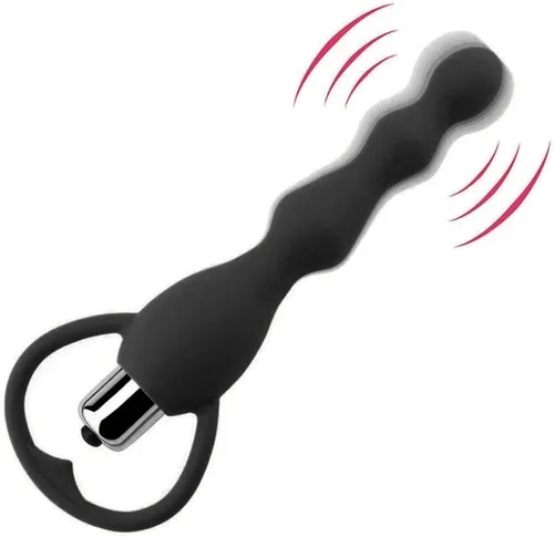 Tapón anal vibrador de silicona suave con cuentas anales, diseño graduado, vibrador anal de silicona impermeable para punto G, juguete sexual anal
