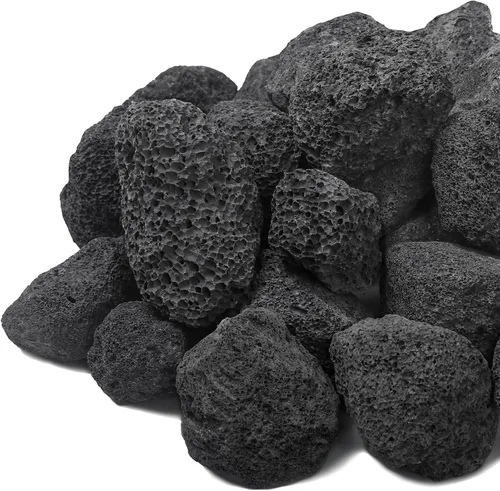 Calofulston Roca de lava negra de 2 a 4 pulgadas, roca de lava volcánica grande para hoguera, troncos de gas, acuario, chimenea, cuenco de fuego, 5