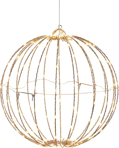 Alpine Corporation Adorno colgante de metal plegable para interiores y exteriores de 16 pulgadas de alto, con luces LED blancas cálidas, decoración