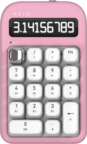Miniatura 9 de AZIO IZO Calculadora mecánica inalámbrica y teclado numérico (Blanco/Oro) - Bluetooth 5.0 y USB, interruptor mecánico Gateron-Azul, 9 modos
