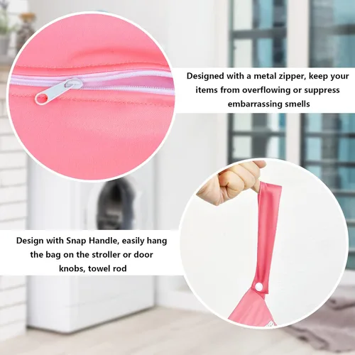 Miniatura 6 de Bolsa grande de lavandería de viaje de 2 piezas, impermeable, húmedo, seco, lavable para ropa sucia, traje de baño, entrenamiento, gimnasio, Rosa