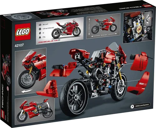 Miniatura 2 de LEGO Technic Ducati Panigale V4 R Motorcycle 42107 Juego de construcción – Kit coleccionable de modelo de exhibición de superbike con caja