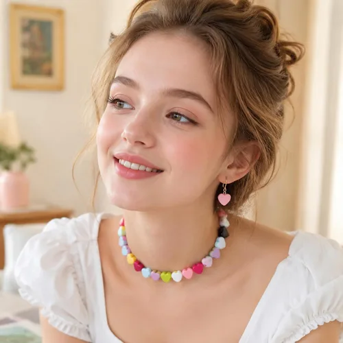 Miniatura 3 de PAGOW 72pcs Colorful Acrylic Heart Beads, Large Hole Pony Beads Bulk, Cute Heart Charm Accessories for Jewelry Making Keychain DIY Craft Wedding