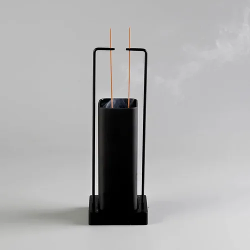 Soporte para Varillas de Incienso, Quemador de Incienso Invertido con Recolector de Cenizas de Vidrio Negro Extraíble Anti-Vuelo de Cenizas Todo