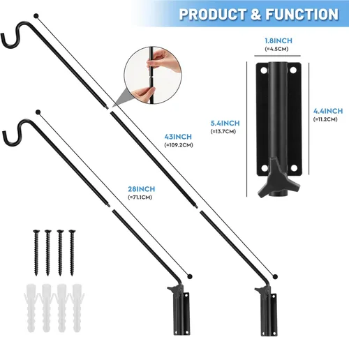 Miniatura 4 de ERYTLLY 2 Paquetes de Ganchos de Cubierta Resistentes Montados en Pared, Gancho de Cubierta Extensible y Ajustable para Colgar Comedero de Pájaros