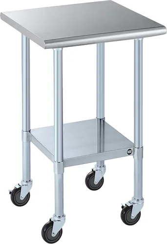 Miniatura 17 de Mesa de acero inoxidable para preparación y trabajo con protector contra salpicaduras, 24x72 pulgadas