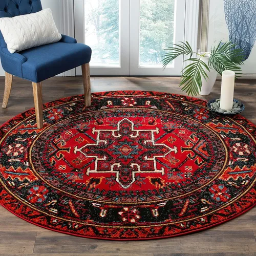 Miniatura 54 de SAFAVIEH Vintage Hamadan Collection Alfombra - 5'3" x 7'6", Rojo & Multi, Diseño tradicional persa, que no desprende pelusa y fácil de limpiar
