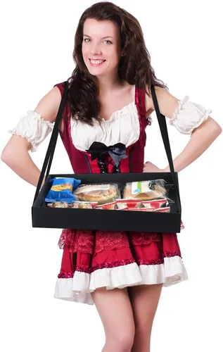 Miniatura 4 de PerKoop 4 bandejas de aperitivos con correa de 13 x 11 x 2 pulgadas, bandejas de servir para fiestas nocturnas de películas, Usherette