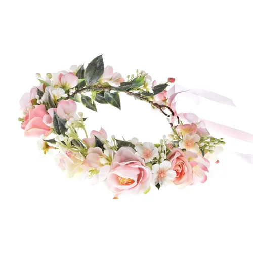 Miniatura 29 de Vividsun Corona floral de hoja verde para boda, corona de flores nupciales, accesorios de maternidad para fotos (A blanco)