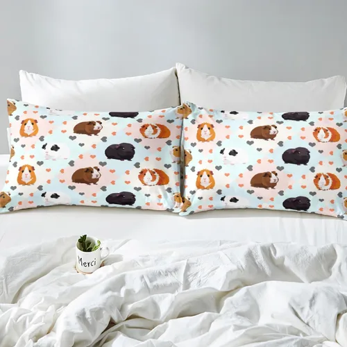 Miniatura 6 de Erosebridal Bonita sábana bajera ajustable de conejillo de indias, tamaño individual, sábanas kawaii con diseño de ratón para niños y niñas, ropa