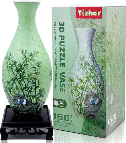 Miniatura 9 de Jarrón de rompecabezas 3D para adultos, 162 piezas de plástico curvado único, regalo de inauguración de la casa para arreglos florales y decoración