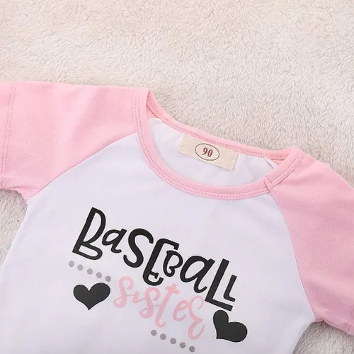 Miniatura 4 de Conjunto de ropa de dos piezas con estampado de hermanas de béisbol y pantalones cortos con borlas, ropa de dos piezas
