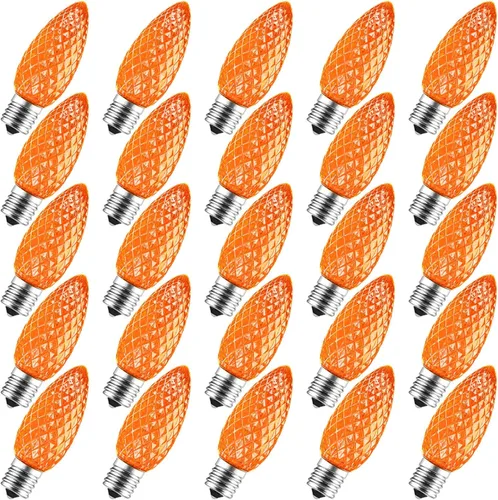 Miniatura 10 de Brightown Paquete de 25 bombillas LED C9 de repuesto para Navidad, bombillas LED C9 inastillables para cadena de luces de Navidad, base intermedia