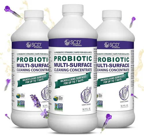SCD Probiotics Concentrado de limpieza probiótico multisuperficie con aceite esencial de lavanda, microlimpia superficies hasta 7 días, a base de