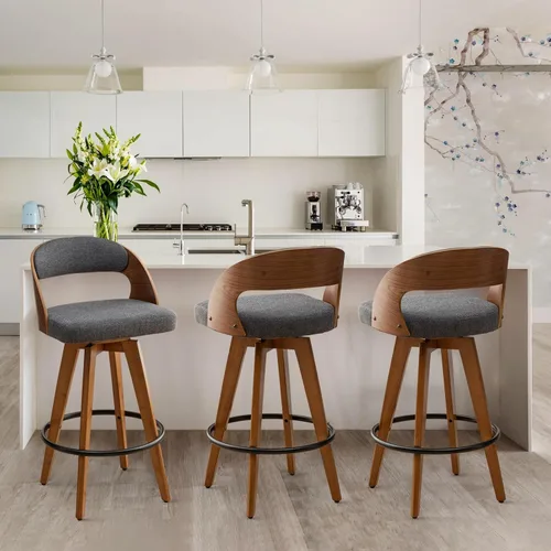 Miniatura 24 de MEKLIBA Juego de 2 taburetes de bar de altura de mostrador para isla de cocina, silla de bar tapizada moderna de 26.8 pulgadas, taburetes giratorios