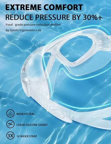 Miniatura 2 de Gafas de natación para adultos, gafas de natación de silicona líquida antivaho para hombres y mujeres con visión clara de 180° y antiniebla/UV