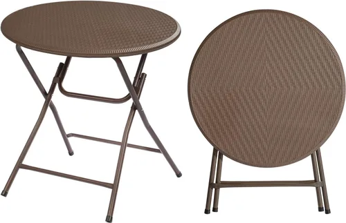 Miniatura 10 de VINGLI Mesa redonda plegable para banquetes comerciales de 32 pulgadas, mesa de comedor de café de cartas de plástico portátil para cocina o fiesta