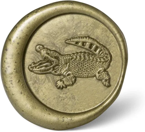 Miniatura 3 de Mceal Sello de cera, cabeza de latón plateado con mango de palisandro, 1.2 pulgadas de diámetro, cocodrilo