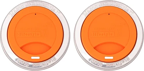 Miniatura 4 de Tapa de silicona para beber con banda de acero inoxidable para tarros Mason (Americana multicolor, boca regular)