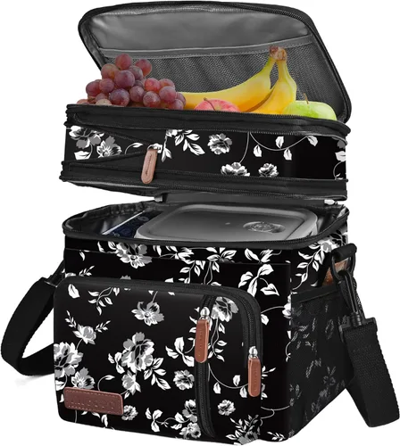 MIYCOO – Bolsa de almuerzo y lonchera para mujeres y hombres, bolsa de almuerzo doble cubierta a prueba de fugas con aislamiento suave grande para