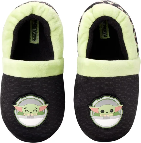 Miniatura 4 de Disney Pantuflas de Star Wars para niños, pantuflas peludas de Mandalorian Baby Yoda, suela antideslizante (niños pequeñosgrandes)