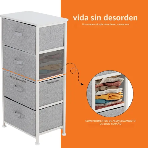 Miniatura 7 de Amazon Basics - Organizador de tela con 4 cajones para armario, color blanco.