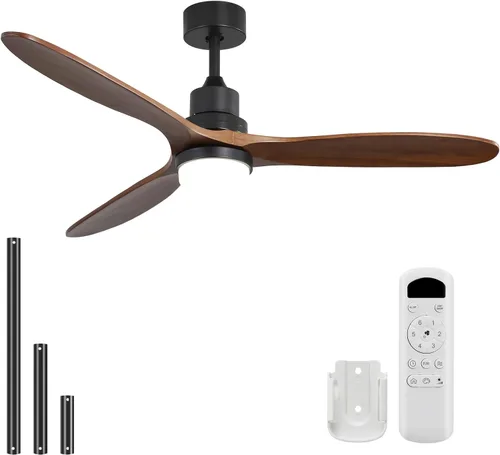 Miniatura 13 de Sofucor Ventiladores de techo de 52 pulgadas, sin luz, ventilador de techo para exteriores con control remoto, motor CC reversible de 3 cuchillas