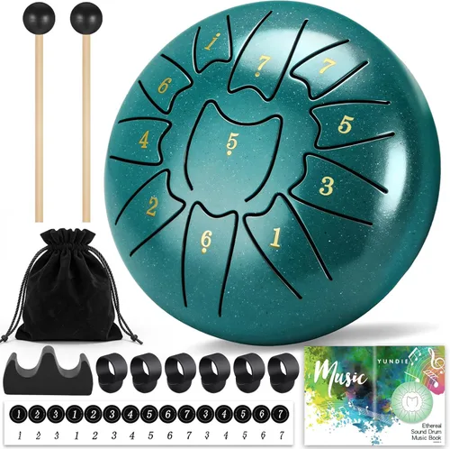 Miniatura 9 de Tambor de lengua de acero de 6 pulgadas, 8 notas, tambor de lluvia para jardín al aire libre, instrumento de percusión fácil de usar, regalo único