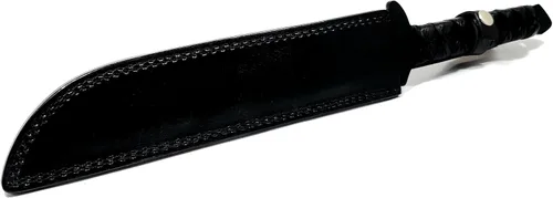 Miniatura 6 de Espada Wakizashi táctica hecha a mano de 17 pulgadas, machete de supervivencia de hoja fija de espiga completa con mango envuelto en cordón y funda
