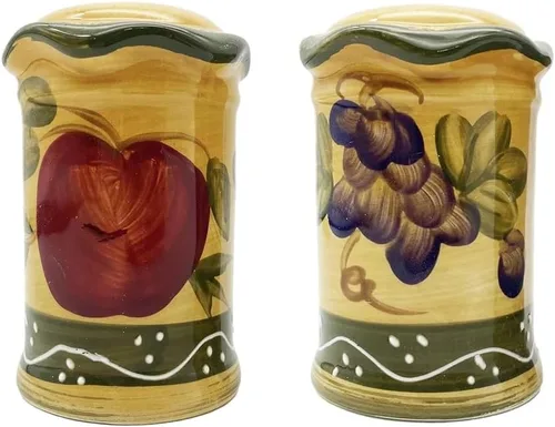 Miniatura 13 de ACK Viva Collection - Juego de sal y pimienta de cerámica pintada a mano con lunares rojos, recargable, 3-1/2 pulgadas de alto, decoración de cocina