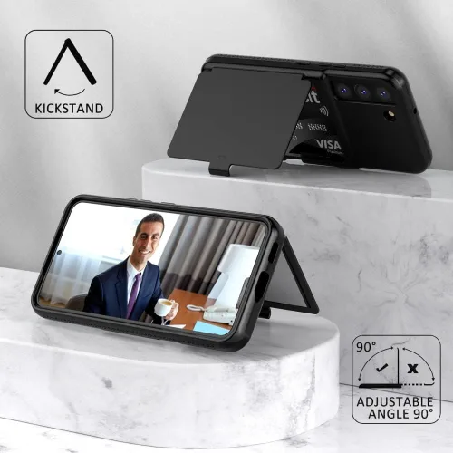 Miniatura 5 de Funda para Samsung Galaxy S25, Soporte De Tarjeta Kickstand Espejo Incorporado Protección Resistente A Prueba De Golpes Para Samsung Galaxy S25 6.2