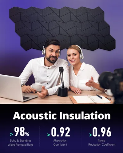 Miniatura 3 de Paneles de pared insonorizados, paneles acústicos autoadhesivos a prueba de sonido para paredes, paneles acústicos de estudio de alta densidad, 12 x