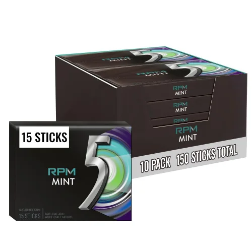 Miniatura 17 de 5 Gum Spearmint Rain - Goma de mascar sin azúcar a granel, caja de 15 barras (paquete de 10)
