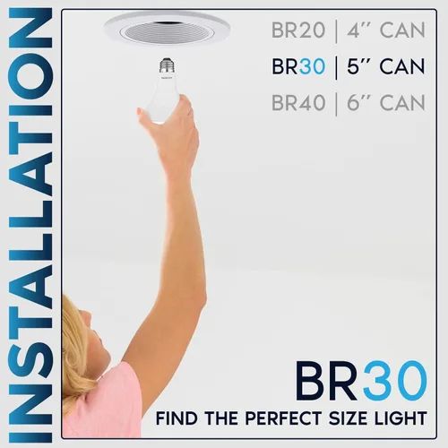 Miniatura 5 de LUXRITE Paquete de 4 bombillas LED BR30, equivalente a 65 W, blanco cálido de 2700 K, regulable, 650 lúmenes, bombillas LED de inundación, 8.5 W