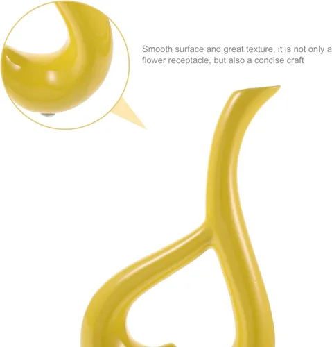 Miniatura 7 de VOSAREA Recipiente de cerámica en forma de corazón amarillo mostaza florero para sala de estar