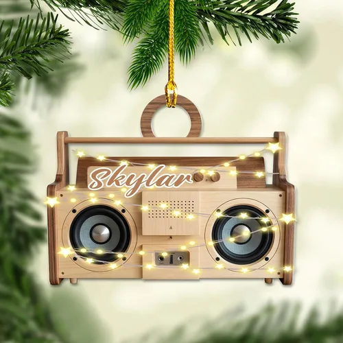 Miniatura 2 de Adorno de radio personalizado 2025, adorno de radio retro personalizado, cinta de cassette, adornos retro, adornos de radio de Navidad, adornos