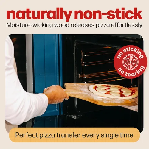 Miniatura 5 de HANS GRILL Pala de madera para pizza de 12 pulgadas, pala de madera de bambú, paleta de 12 pulgadas para horno, paleta de bambú natural de grado