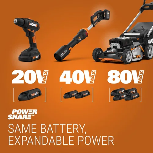 Miniatura 8 de WORX WG801 Cortasetos Inalámbrico 2 en 1 de 20V, Cizalla de Césped de 4" y Recortadora de Arbustos de 8" con 2 Cuchillas, Batería y Cargador