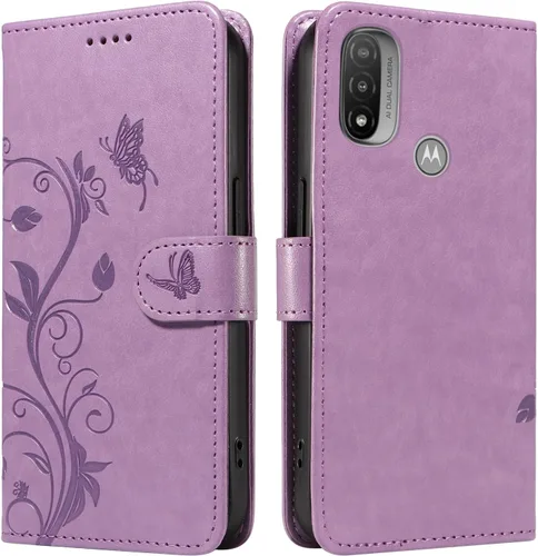 Miniatura 130 de Funda para Motorola Moto E22/E22i, piel sintética, con tarjetero y correa para la muñeca, a prueba de golpes, funda magnética para Motorola Moto Rojo