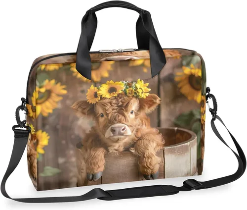 Miniatura 22 de Bonita bolsa de hombro para computadora portátil para mujeres y hombres, bolsa para computadora portátil, funda para laptop, maletín de transporte