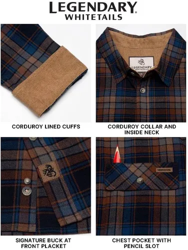 Miniatura 4 de Legendary Whitetails Camisa de franela de manga larga con botones para hombre, 100% algodón