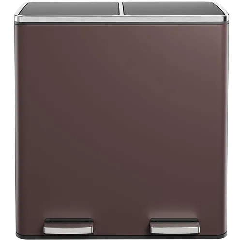 Miniatura 14 de Cubo de basura doble de 60 L (16 galones), cubo de basura de cocina de acero inoxidable, cubo de basura clasificado de doble compartimento, cubo