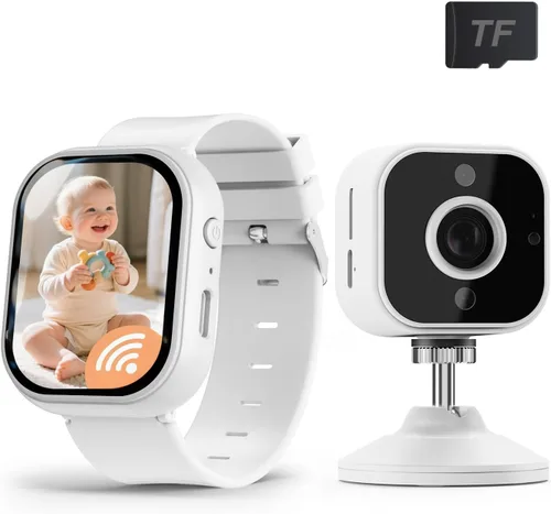 NUOTUN Monitor de bebé con cámara y reloj de audio, portátil portátil de 2 pulgadas, monitor de bebé HD sin WiFi, bucle de video 1080P, visión