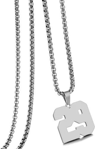 Miniatura 24 de Collar de Número Dorado para Hombre, Cadena de Acero Inoxidable con Colgante de Número para Atletas, Joyería Deportiva Personalizada para Niños